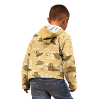 Yellow Palaka Hawaii Cowboy Kid Hoodie Puakenikeni Lei Paniolo Papale Seamless Vibes LT14 - Polynesian Pride