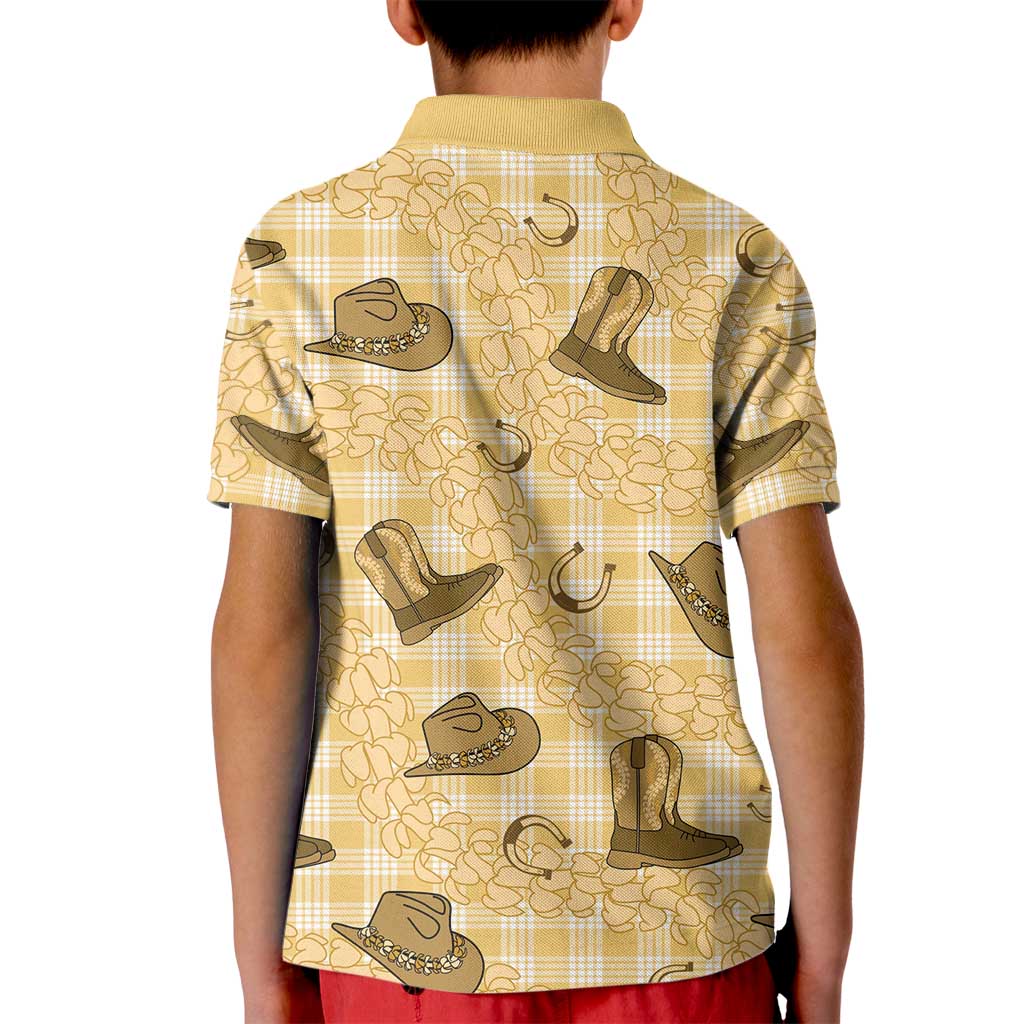 Yellow Palaka Hawaii Cowboy Kid Polo Shirt Puakenikeni Lei Paniolo Papale Seamless Vibes LT14 - Polynesian Pride