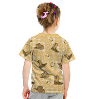Yellow Palaka Hawaii Cowboy Kid T Shirt Puakenikeni Lei Paniolo Papale Seamless Vibes LT14 - Polynesian Pride