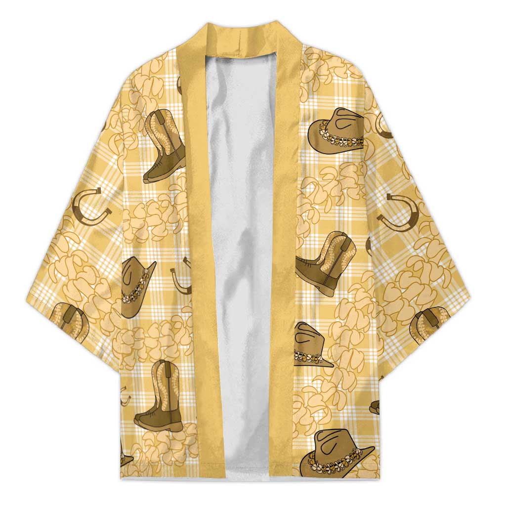 Yellow Palaka Hawaii Cowboy Kimono Puakenikeni Lei Paniolo Papale Seamless Vibes LT14 Unisex Yellow - Polynesian Pride