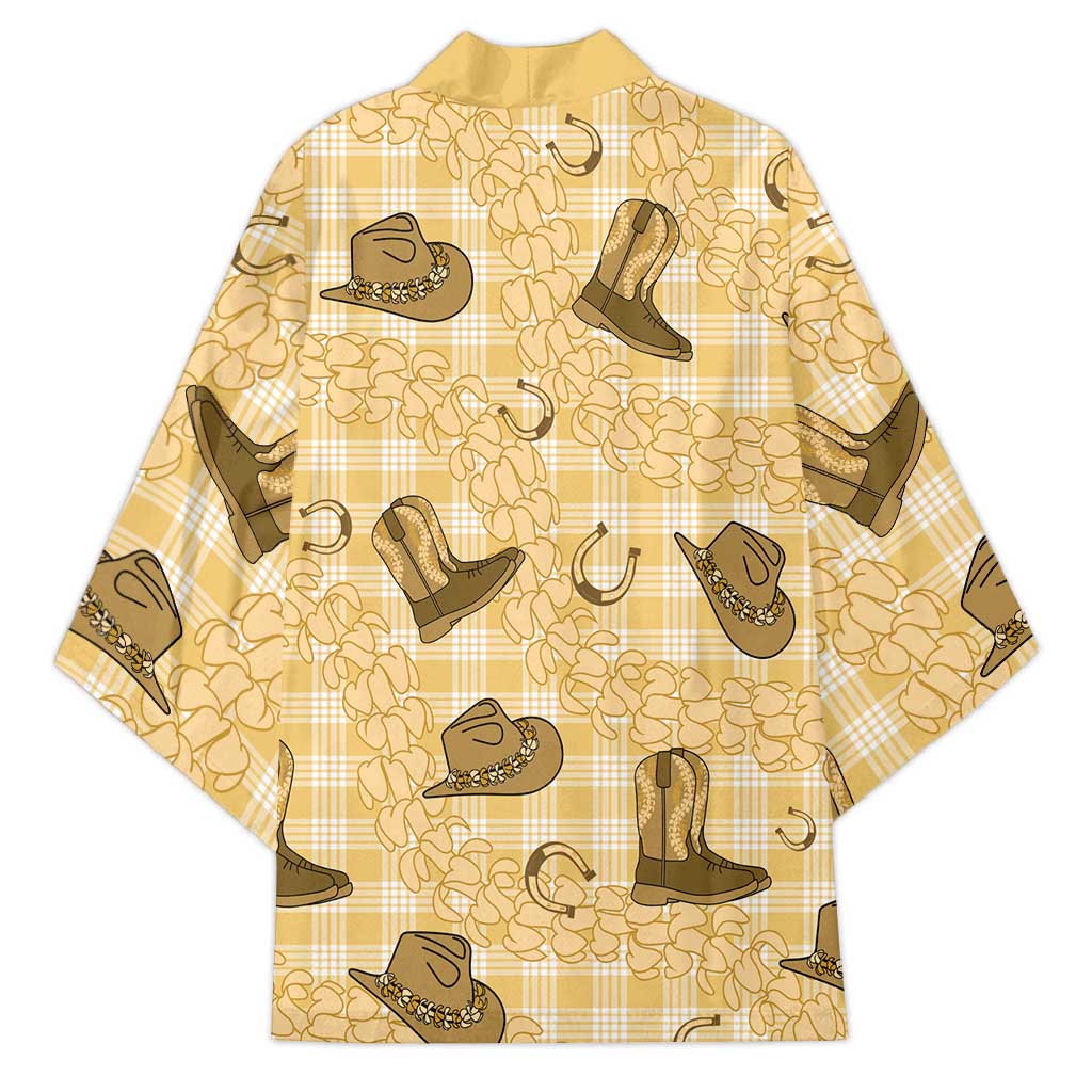 Yellow Palaka Hawaii Cowboy Kimono Puakenikeni Lei Paniolo Papale Seamless Vibes LT14 - Polynesian Pride