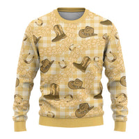 Yellow Palaka Hawaii Cowboy Ugly Christmas Sweater Puakenikeni Lei Paniolo Papale Seamless Vibes LT14 - Polynesian Pride
