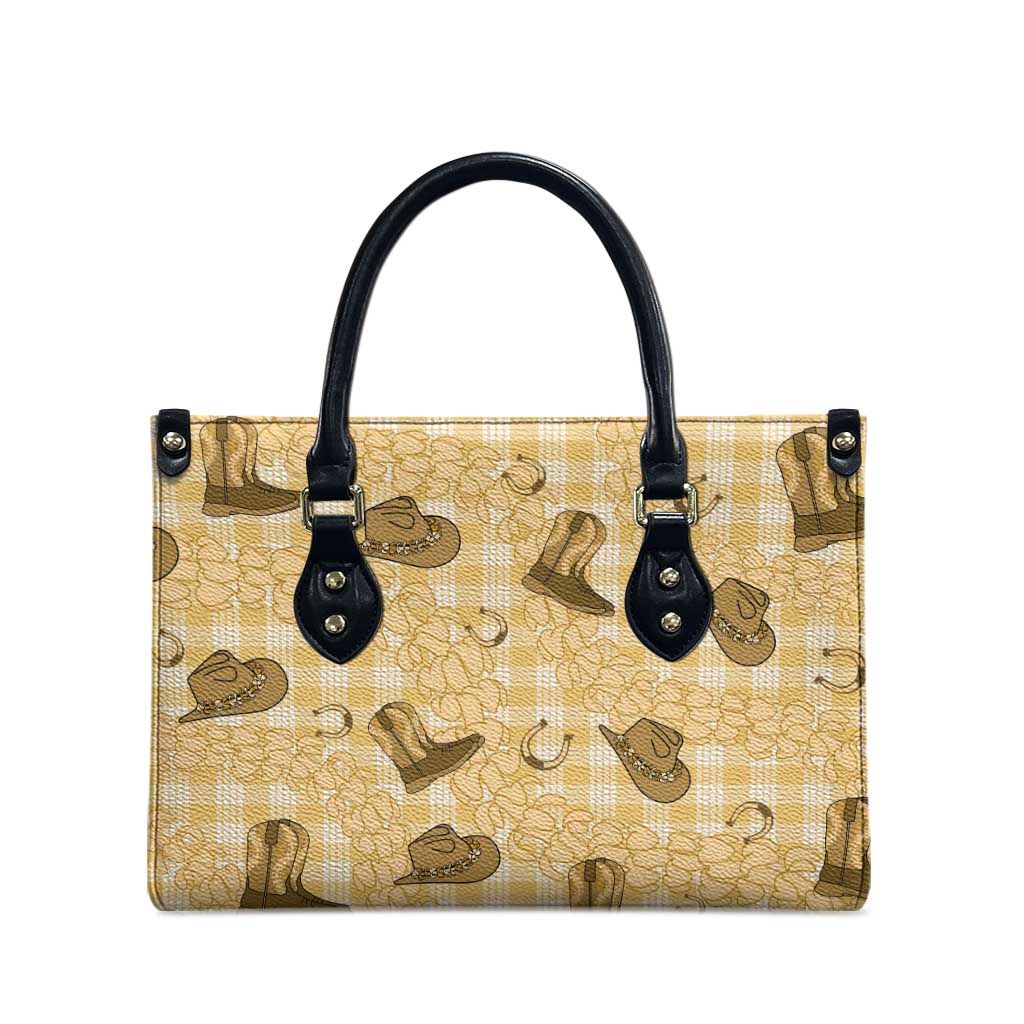 Yellow Palaka Hawaii Cowboy Leather Bag Puakenikeni Lei Paniolo Papale Seamless Vibes LT14 - Polynesian Pride