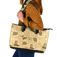 Yellow Palaka Hawaii Cowboy Leather Tote Bag Puakenikeni Lei Paniolo Papale Seamless Vibes LT14 Yellow - Polynesian Pride