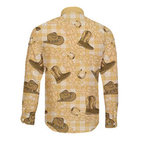Yellow Palaka Hawaii Cowboy Long Sleeve Button Shirt Puakenikeni Lei Paniolo Papale Seamless Vibes LT14 - Polynesian Pride