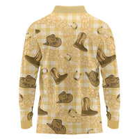 Yellow Palaka Hawaii Cowboy Long Sleeve Polo Shirt Puakenikeni Lei Paniolo Papale Seamless Vibes LT14 - Polynesian Pride