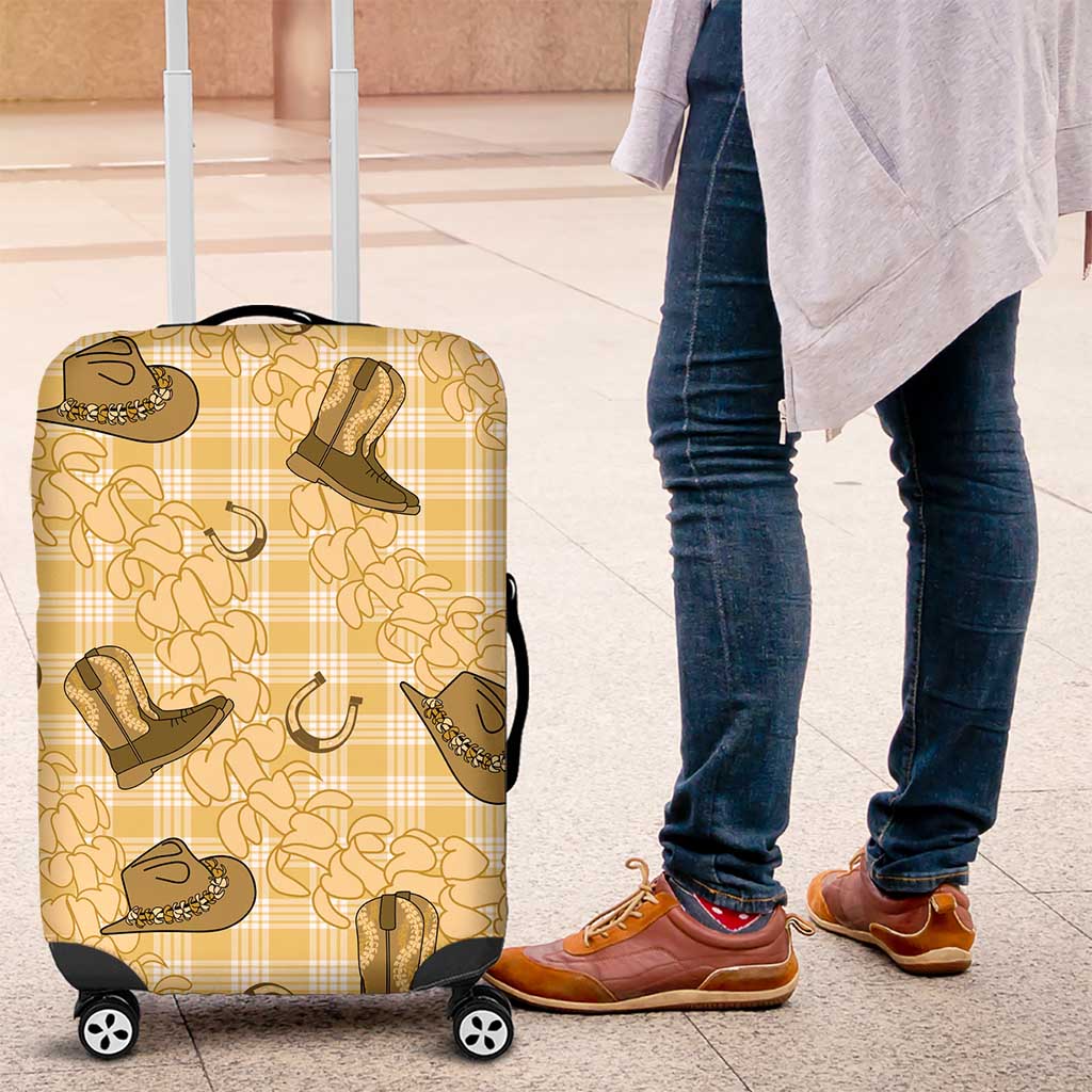 Yellow Palaka Hawaii Cowboy Luggage Cover Puakenikeni Lei Paniolo Papale Seamless Vibes LT14 Yellow - Polynesian Pride