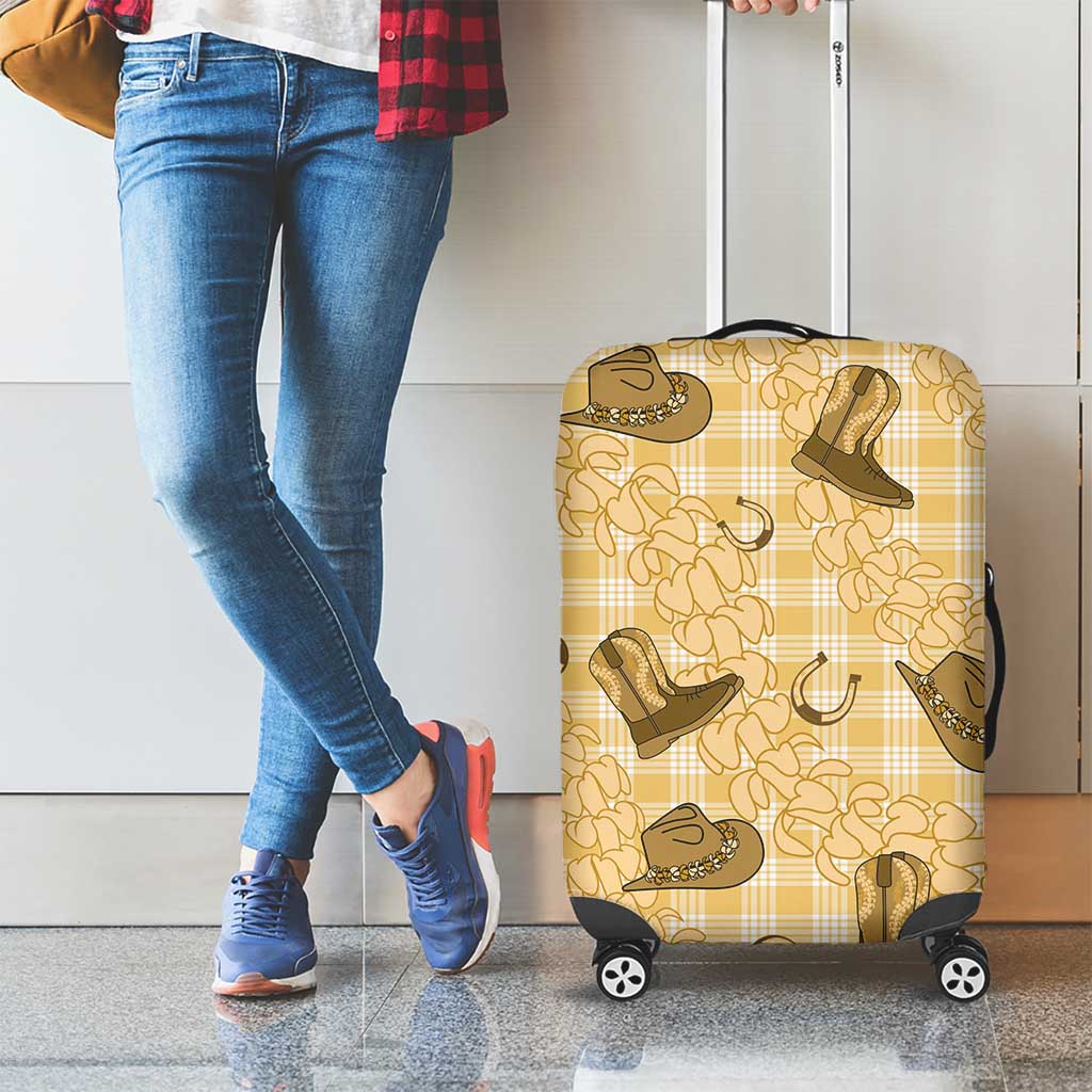 Yellow Palaka Hawaii Cowboy Luggage Cover Puakenikeni Lei Paniolo Papale Seamless Vibes LT14 - Polynesian Pride