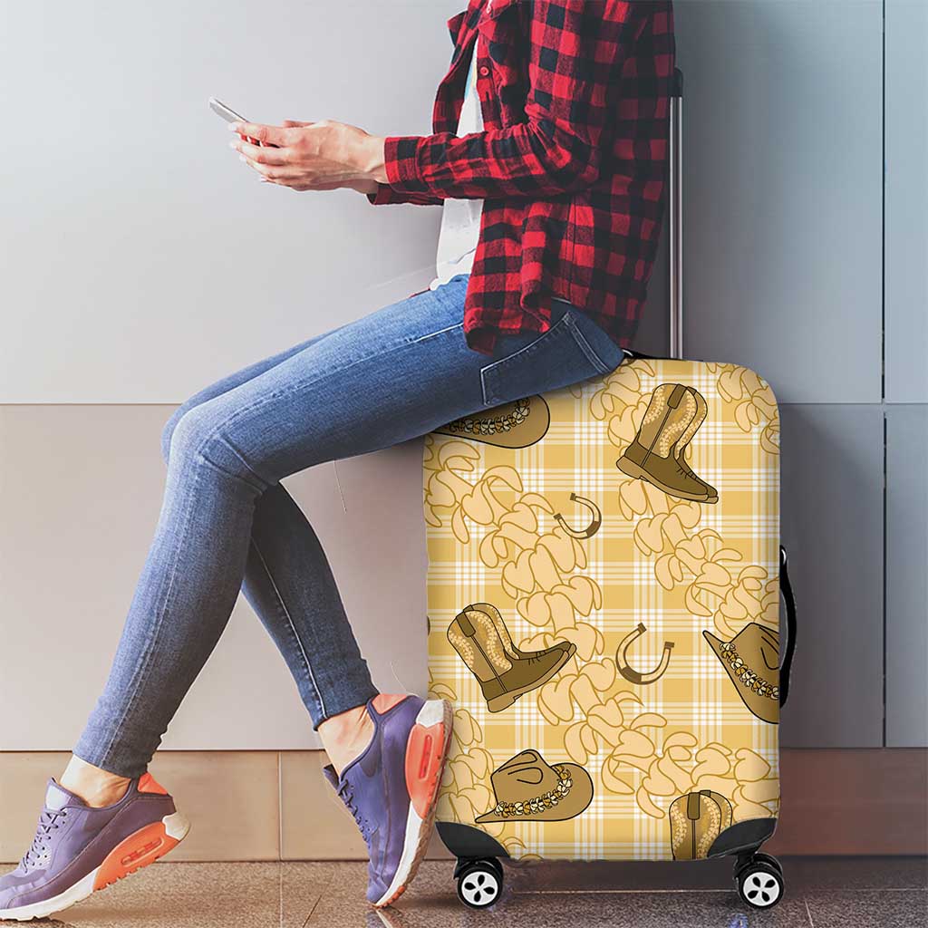 Yellow Palaka Hawaii Cowboy Luggage Cover Puakenikeni Lei Paniolo Papale Seamless Vibes LT14 - Polynesian Pride
