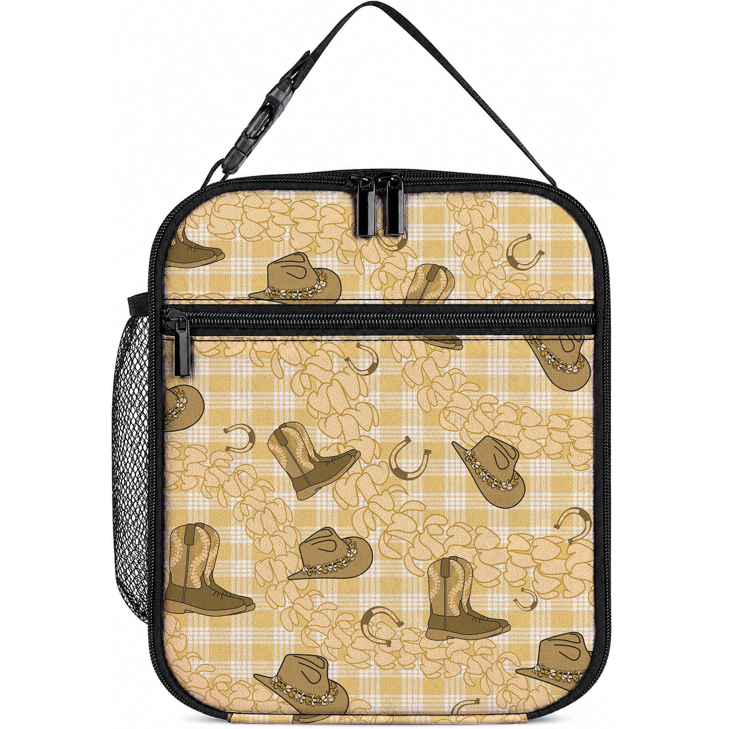 Yellow Palaka Hawaii Cowboy Lunch Bag Puakenikeni Lei Paniolo Papale Seamless Vibes