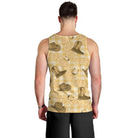 Yellow Palaka Hawaii Cowboy Men Tank Top Puakenikeni Lei Paniolo Papale Seamless Vibes LT14 - Polynesian Pride