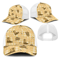 Yellow Palaka Hawaii Cowboy Mesh Trucker Cap Puakenikeni Lei Paniolo Papale Seamless Vibes LT14 - Polynesian Pride