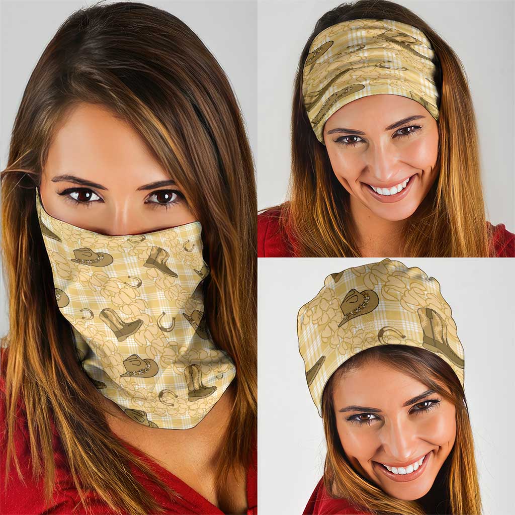 Yellow Palaka Hawaii Cowboy Neck Gaiter Puakenikeni Lei Paniolo Papale Seamless Vibes LT14 - Polynesian Pride