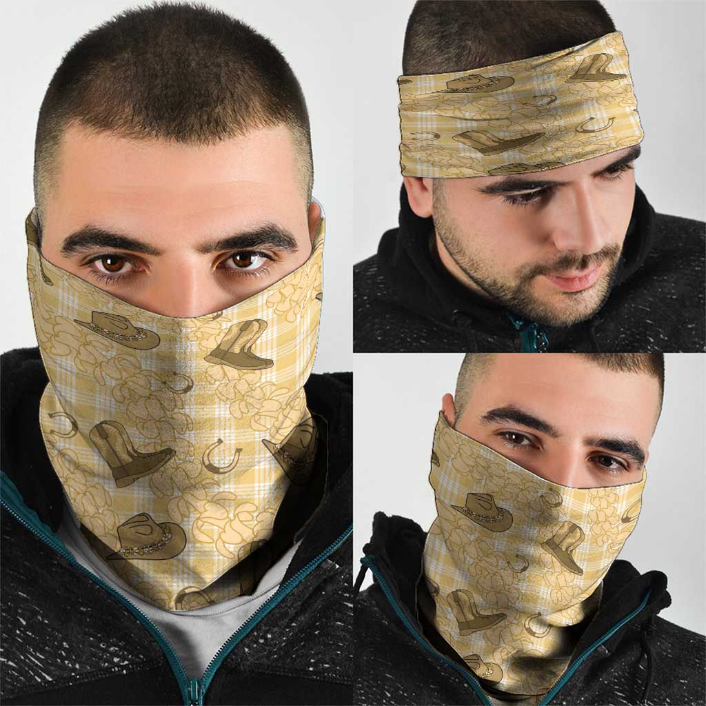Yellow Palaka Hawaii Cowboy Neck Gaiter Puakenikeni Lei Paniolo Papale Seamless Vibes LT14 - Polynesian Pride