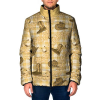 Yellow Palaka Hawaii Cowboy Padded Jacket Puakenikeni Lei Paniolo Papale Seamless Vibes LT14 Men Yellow - Polynesian Pride