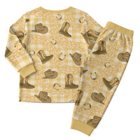 Yellow Palaka Hawaii Cowboy Christmas Pajama Set Puakenikeni Lei Paniolo Papale Seamless Vibes LT14 - Polynesian Pride