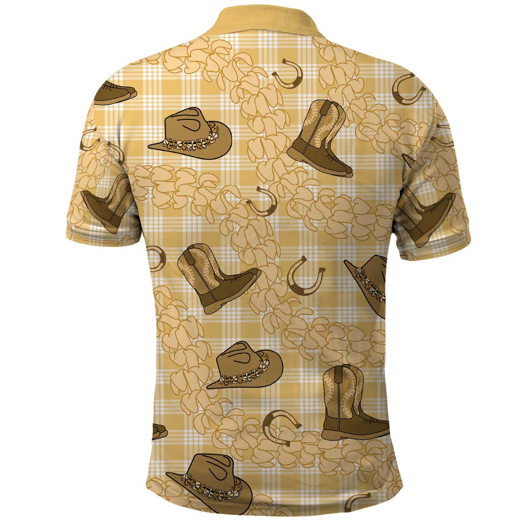 Yellow Palaka Hawaii Cowboy Polo Shirt Puakenikeni Lei Paniolo Papale Seamless Vibes LT14 - Polynesian Pride