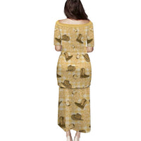 Yellow Palaka Hawaii Cowboy Puletasi Puakenikeni Lei Paniolo Papale Seamless Vibes LT14 - Polynesian Pride