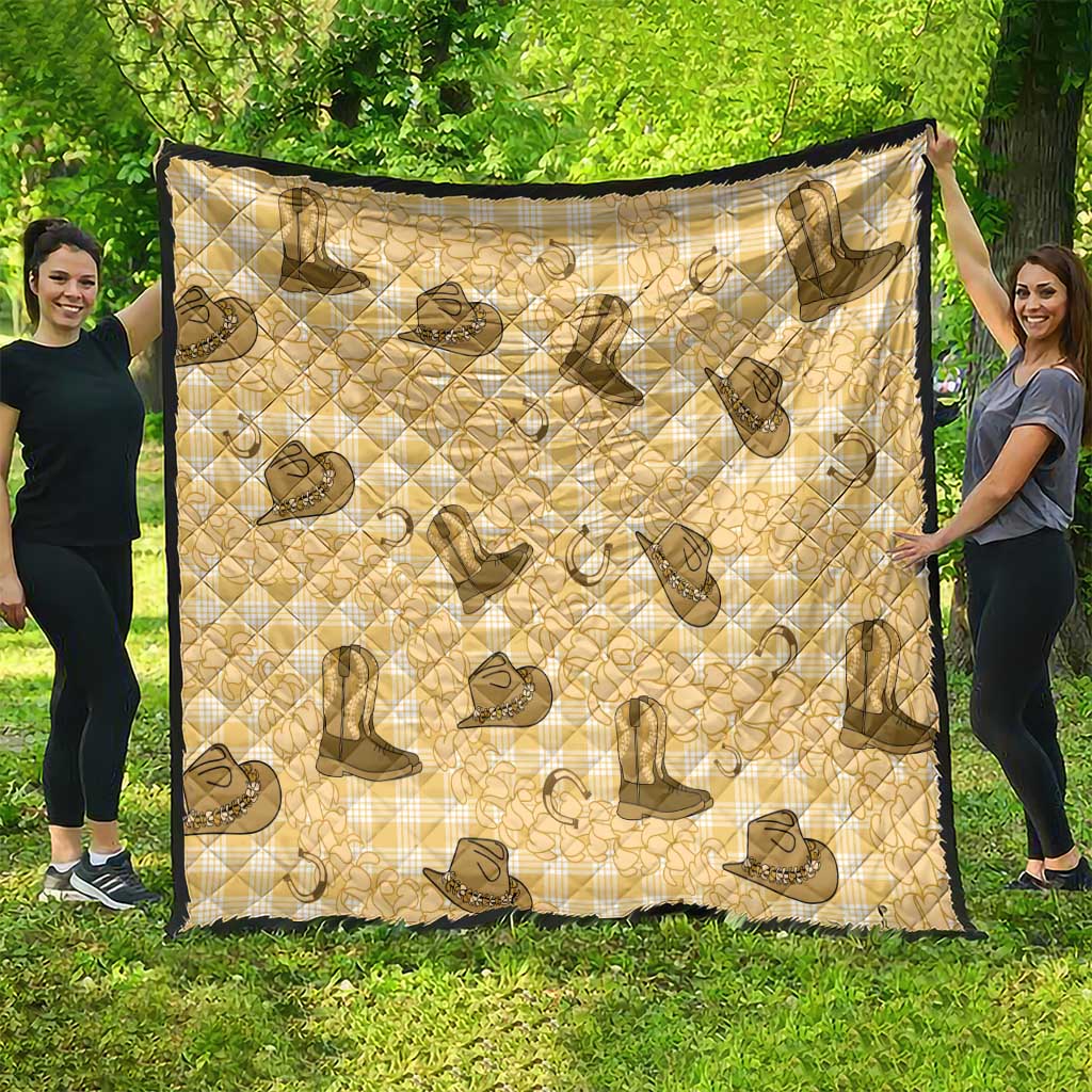 Yellow Palaka Hawaii Cowboy Quilt Puakenikeni Lei Paniolo Papale Seamless Vibes LT14 - Polynesian Pride