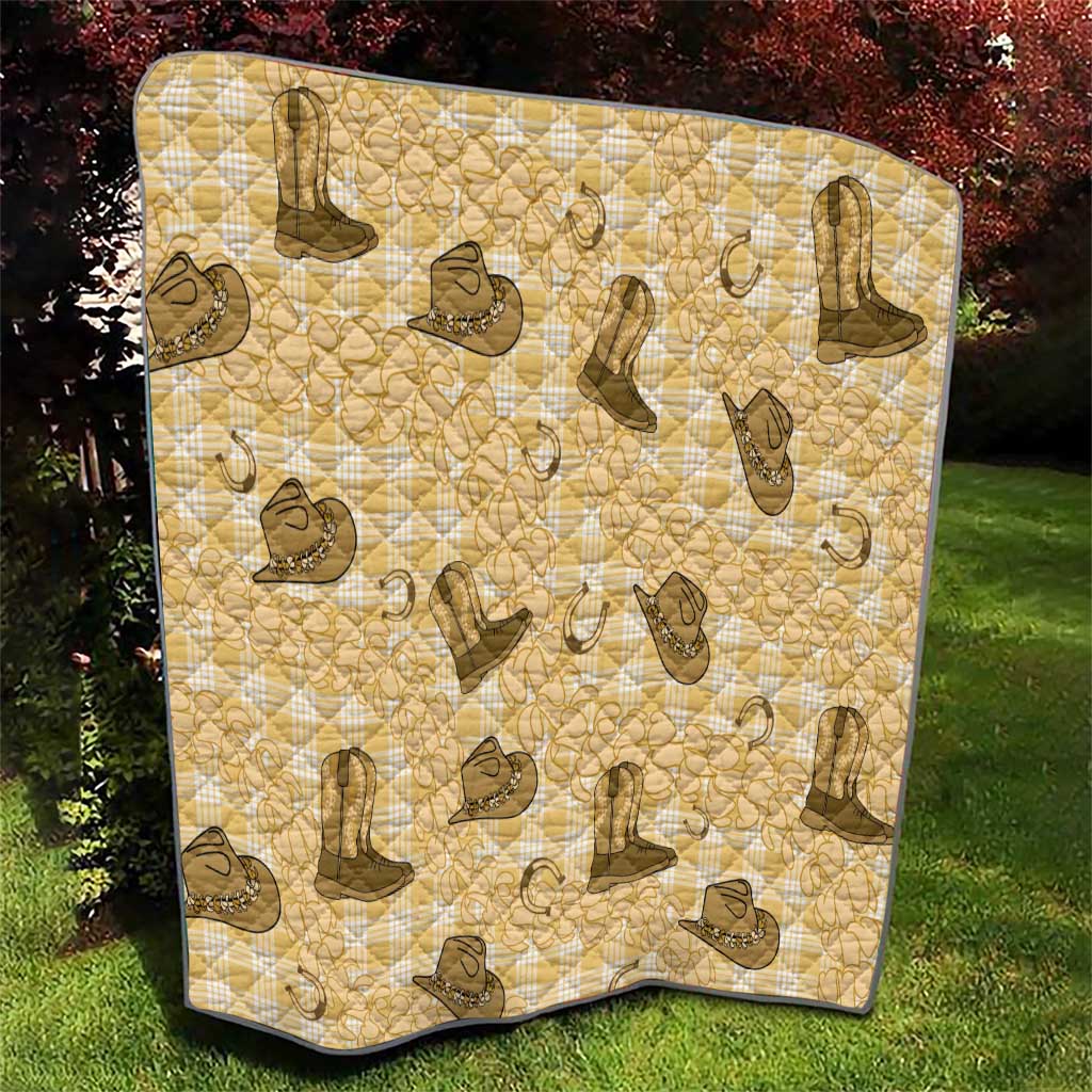 Yellow Palaka Hawaii Cowboy Quilt Puakenikeni Lei Paniolo Papale Seamless Vibes LT14 - Polynesian Pride