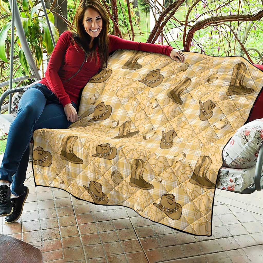 Yellow Palaka Hawaii Cowboy Quilt Puakenikeni Lei Paniolo Papale Seamless Vibes LT14 - Polynesian Pride
