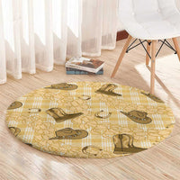Yellow Palaka Hawaii Cowboy Round Carpet Puakenikeni Lei Paniolo Papale Seamless Vibes LT14 - Polynesian Pride