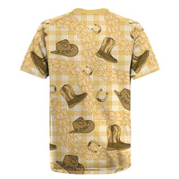 Yellow Palaka Hawaii Cowboy Rugby Jersey Puakenikeni Lei Paniolo Papale Seamless Vibes LT14 - Polynesian Pride