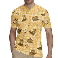 Yellow Palaka Hawaii Cowboy Rugby Jersey Puakenikeni Lei Paniolo Papale Seamless Vibes LT14 - Polynesian Pride