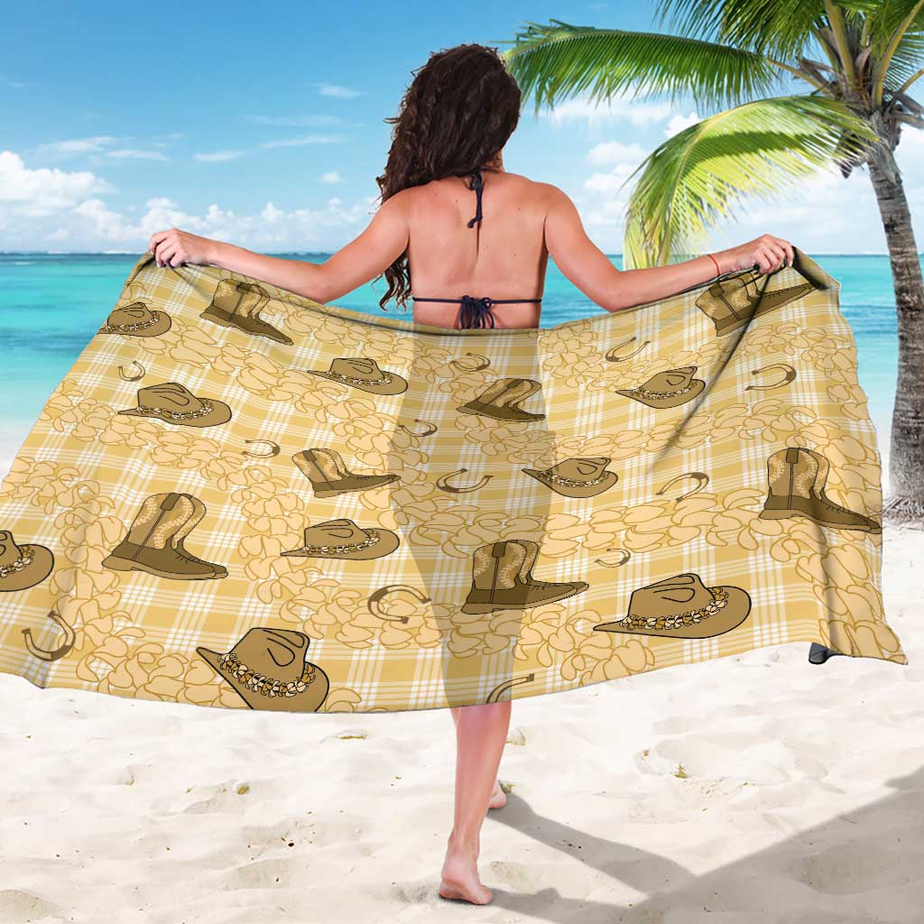 Yellow Palaka Hawaii Cowboy Sarong Puakenikeni Lei Paniolo Papale Seamless Vibes LT14 - Polynesian Pride