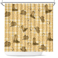 Yellow Palaka Hawaii Cowboy Shower Curtain Puakenikeni Lei Paniolo Papale Seamless Vibes LT14 Yellow - Polynesian Pride
