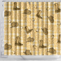 Yellow Palaka Hawaii Cowboy Shower Curtain Puakenikeni Lei Paniolo Papale Seamless Vibes LT14 - Polynesian Pride