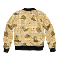 Yellow Palaka Hawaii Cowboy Sleeve Zip Bomber Jacket Puakenikeni Lei Paniolo Papale Seamless Vibes LT14 - Polynesian Pride