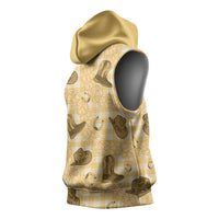 Yellow Palaka Hawaii Cowboy Sleeveless Hoodie Puakenikeni Lei Paniolo Papale Seamless Vibes LT14 - Polynesian Pride