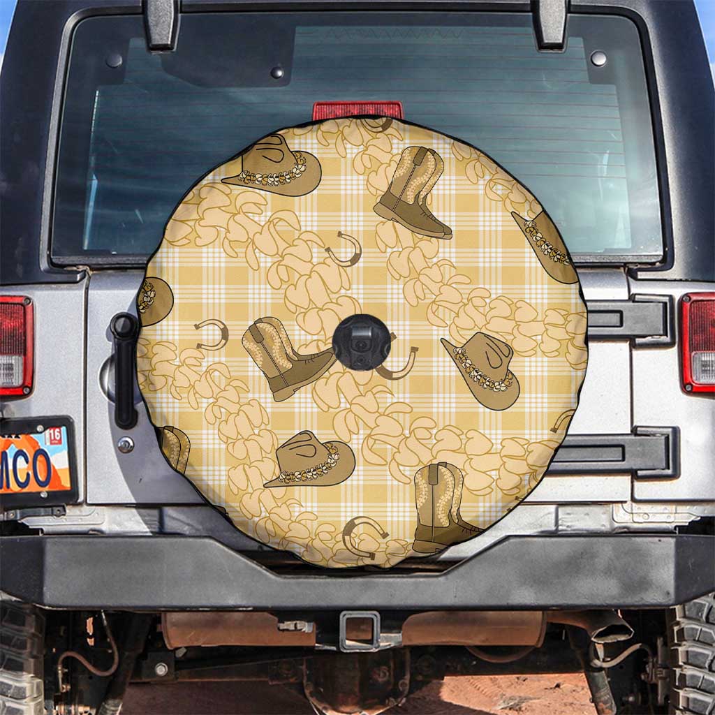 Yellow Palaka Hawaii Cowboy Spare Tire Cover Puakenikeni Lei Paniolo Papale Seamless Vibes LT14 Yellow - Polynesian Pride