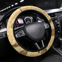 Yellow Palaka Hawaii Cowboy Steering Wheel Cover Puakenikeni Lei Paniolo Papale Seamless Vibes LT14 Universal Fit Yellow - Polynesian Pride