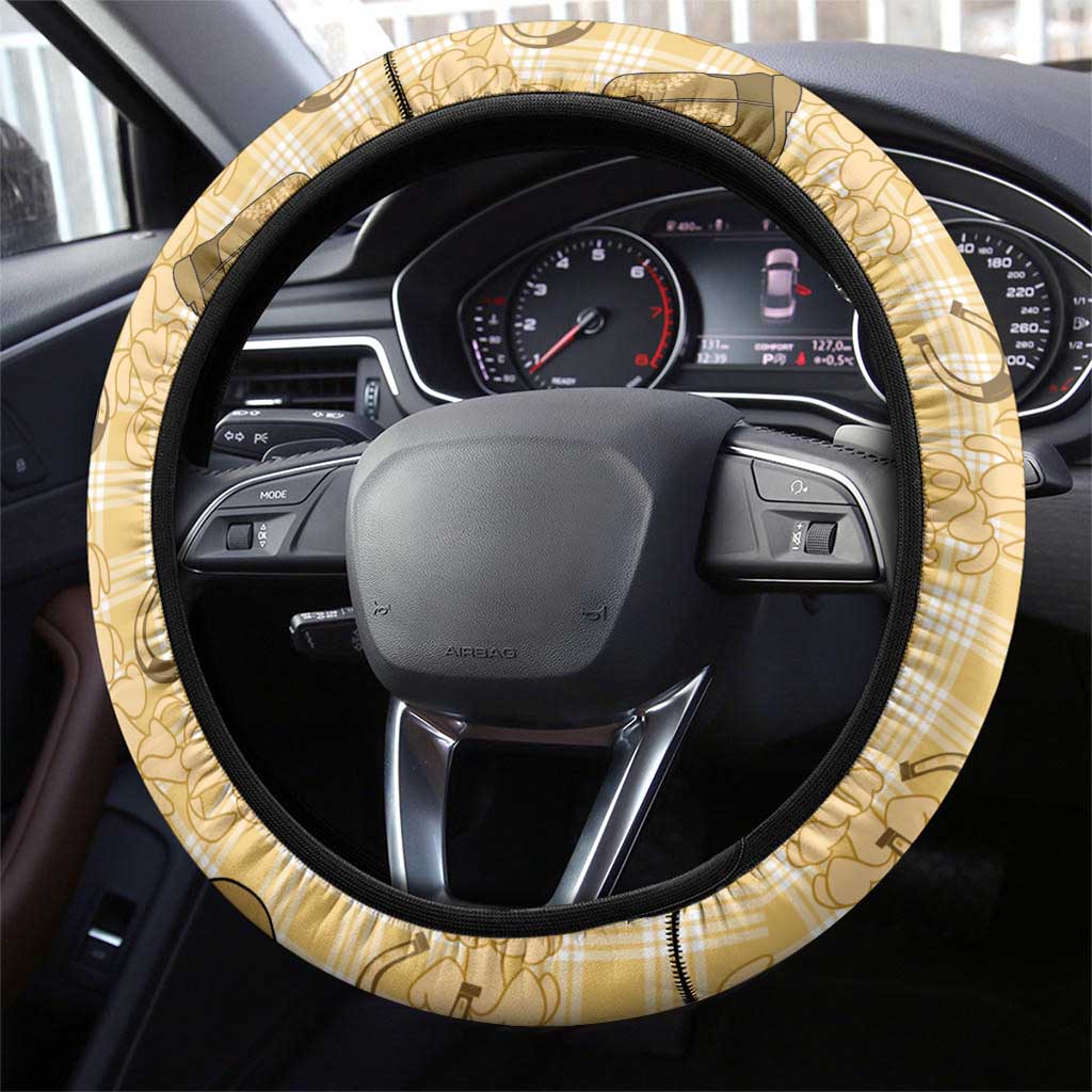Yellow Palaka Hawaii Cowboy Steering Wheel Cover Puakenikeni Lei Paniolo Papale Seamless Vibes LT14 - Polynesian Pride