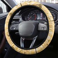 Yellow Palaka Hawaii Cowboy Steering Wheel Cover Puakenikeni Lei Paniolo Papale Seamless Vibes LT14 - Polynesian Pride