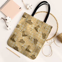 Yellow Palaka Hawaii Cowboy Tote Bag Puakenikeni Lei Paniolo Papale Seamless Vibes LT14 Black Strap One Size Yellow - Polynesian Pride