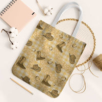 Yellow Palaka Hawaii Cowboy Tote Bag Puakenikeni Lei Paniolo Papale Seamless Vibes LT14 White Strap One Size Yellow - Polynesian Pride