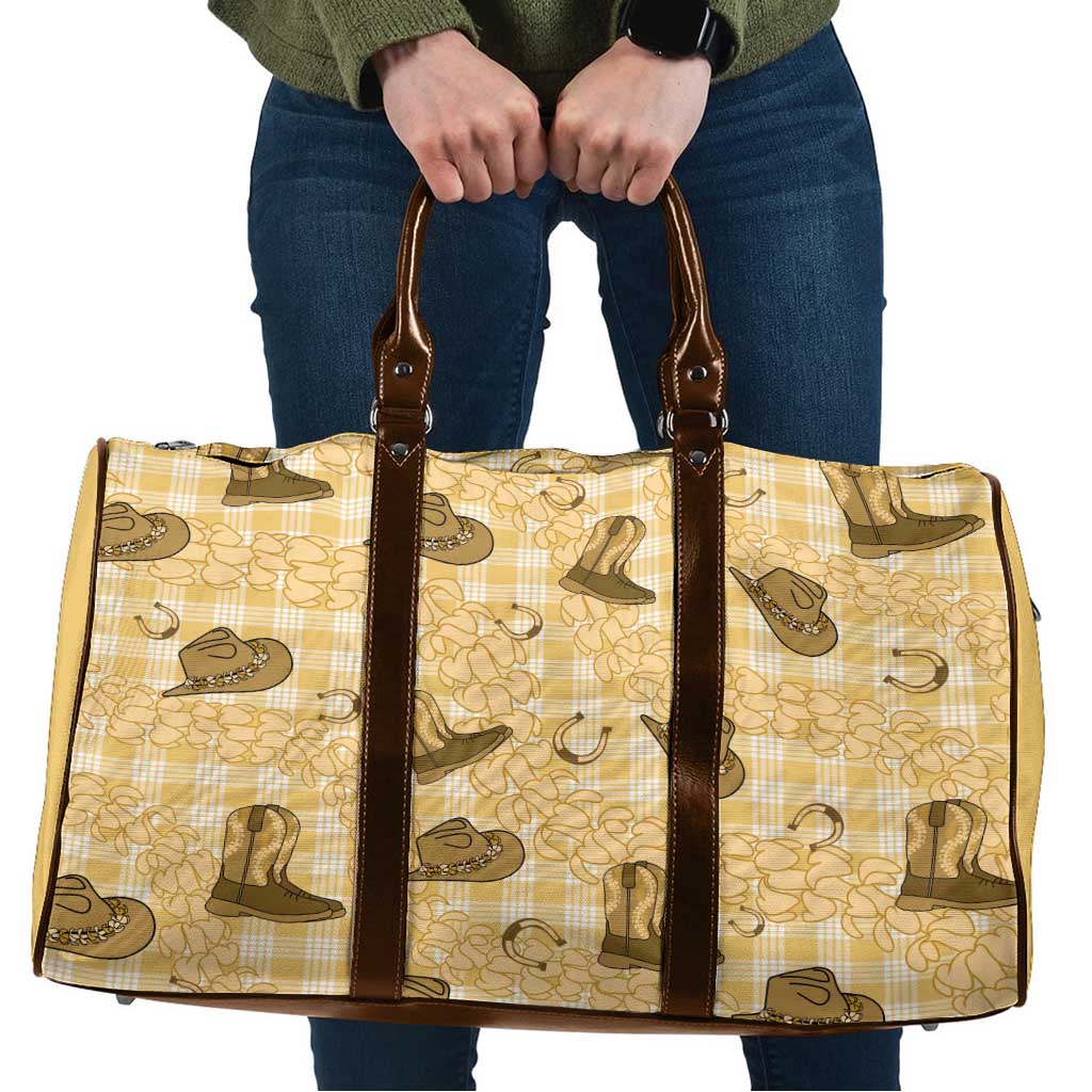 Yellow Palaka Hawaii Cowboy Travel Bag Puakenikeni Lei Paniolo Papale Seamless Vibes LT14 Yellow - Polynesian Pride