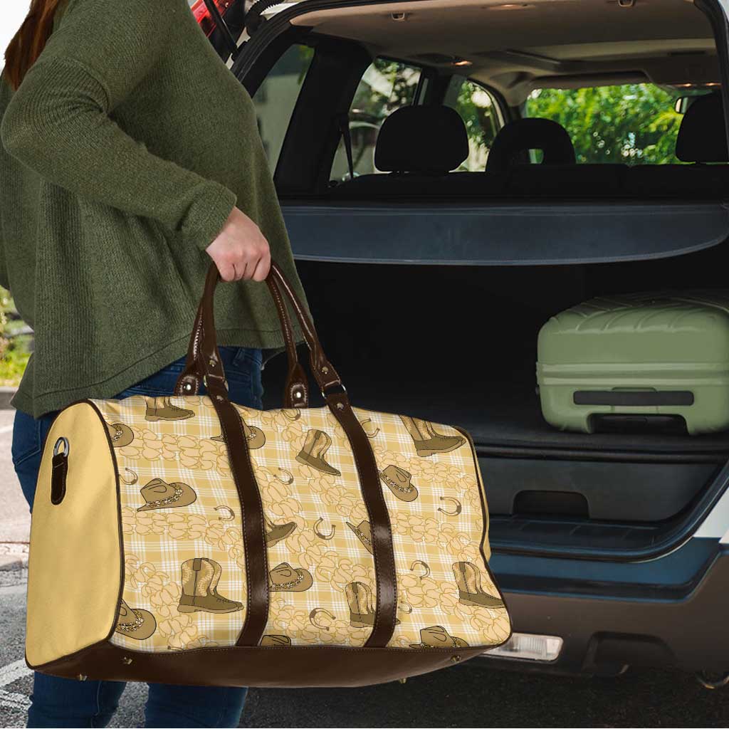 Yellow Palaka Hawaii Cowboy Travel Bag Puakenikeni Lei Paniolo Papale Seamless Vibes LT14 - Polynesian Pride