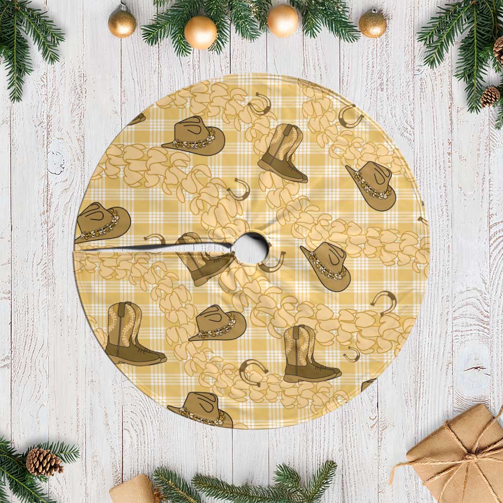 Yellow Palaka Hawaii Cowboy Tree Skirt Puakenikeni Lei Paniolo Papale Seamless Vibes LT14 Casual Yellow - Polynesian Pride