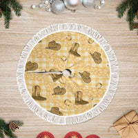 Yellow Palaka Hawaii Cowboy Tree Skirt Puakenikeni Lei Paniolo Papale Seamless Vibes LT14 Fringed Yellow - Polynesian Pride