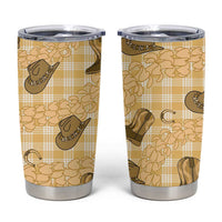 Yellow Palaka Hawaii Cowboy Tumbler Cup Puakenikeni Lei Paniolo Papale Seamless Vibes LT14 Yellow - Polynesian Pride