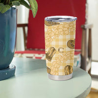 Yellow Palaka Hawaii Cowboy Tumbler Cup Puakenikeni Lei Paniolo Papale Seamless Vibes LT14 - Polynesian Pride