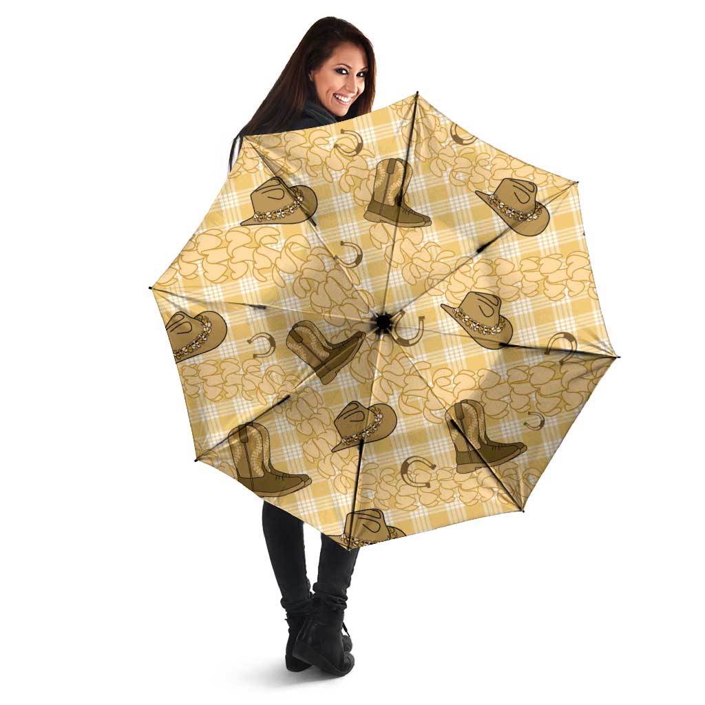 Yellow Palaka Hawaii Cowboy Umbrella Puakenikeni Lei Paniolo Papale Seamless Vibes LT14 - Polynesian Pride