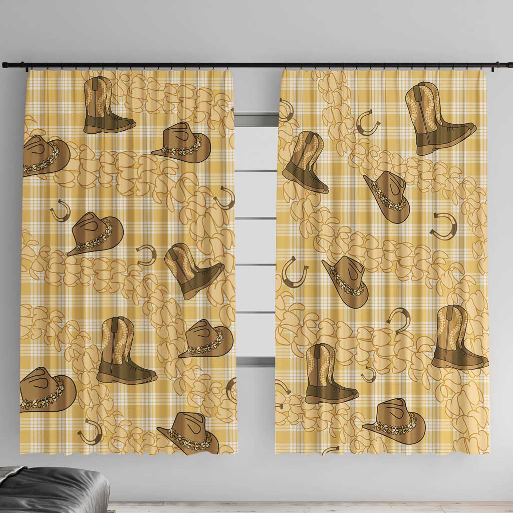 Yellow Palaka Hawaii Cowboy Window Curtain Puakenikeni Lei Paniolo Papale Seamless Vibes LT14 With Hooks Yellow - Polynesian Pride