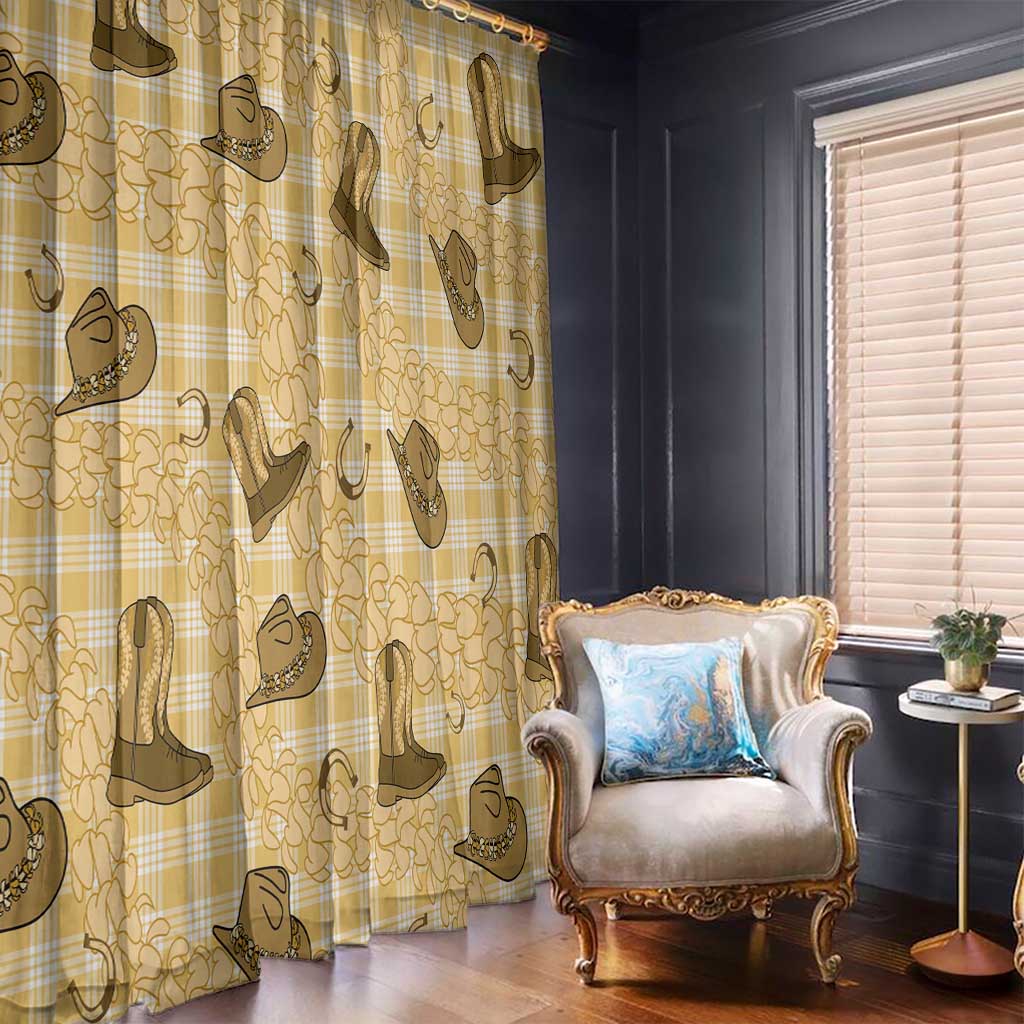 Yellow Palaka Hawaii Cowboy Window Curtain Puakenikeni Lei Paniolo Papale Seamless Vibes LT14 - Polynesian Pride