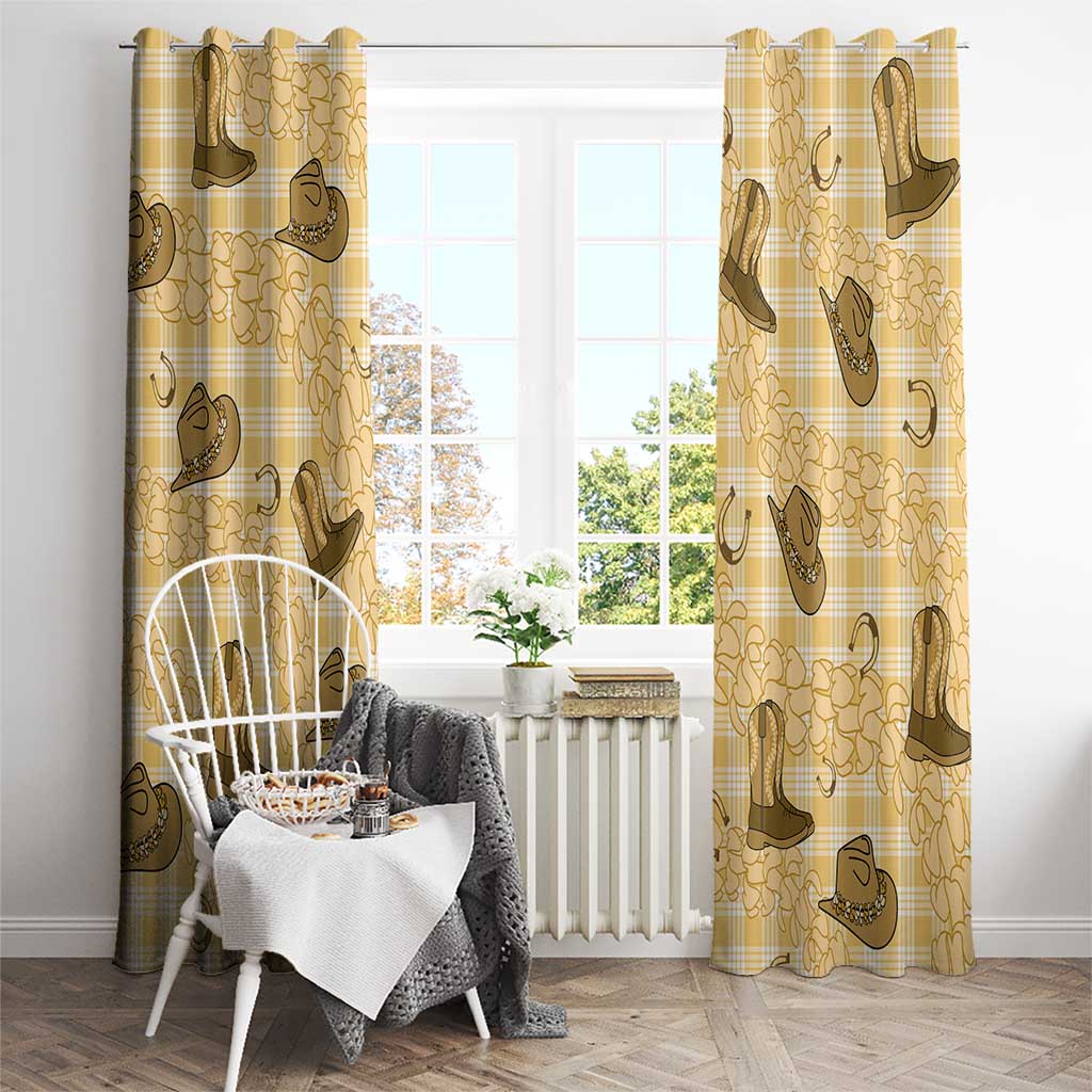 Yellow Palaka Hawaii Cowboy Window Curtain Puakenikeni Lei Paniolo Papale Seamless Vibes LT14 - Polynesian Pride