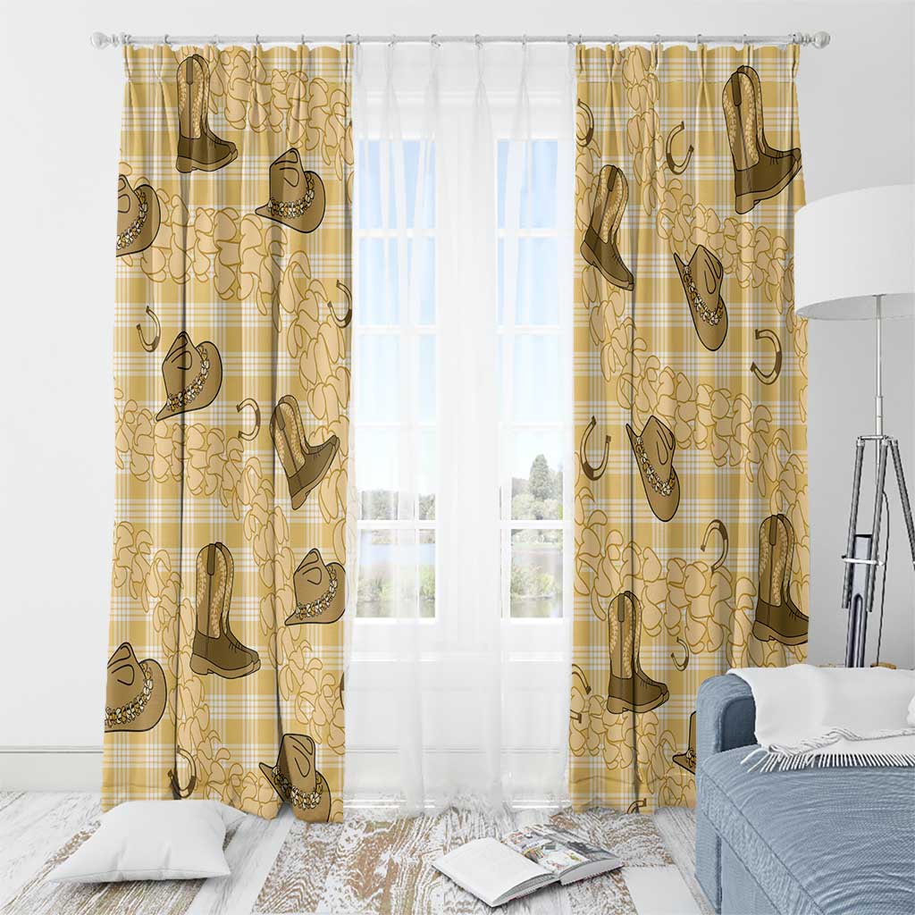 Yellow Palaka Hawaii Cowboy Window Curtain Puakenikeni Lei Paniolo Papale Seamless Vibes LT14 - Polynesian Pride